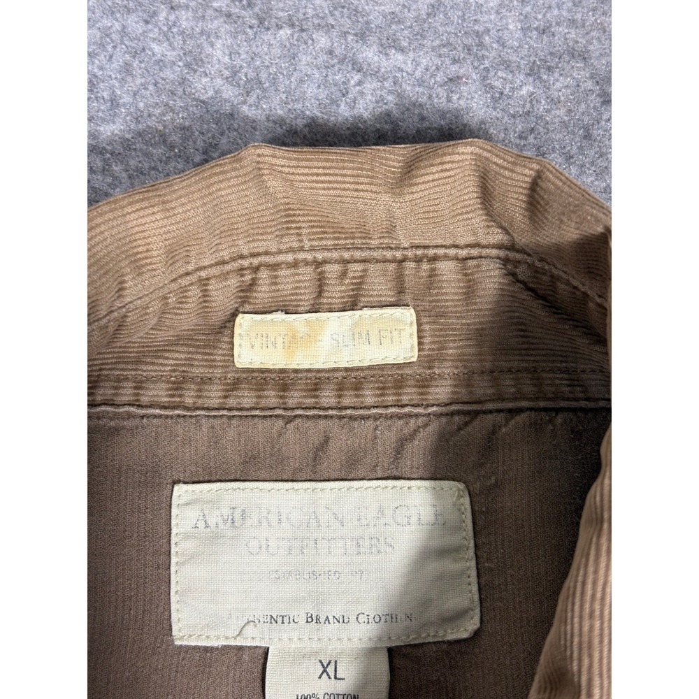 American Eagle Outfitters Mens XL Vintage Slim Fit Corduroy Western Shirt Tan - Picture 8 of 10